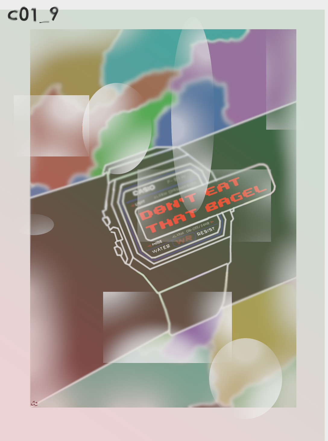 pic of a casio f-91W with some abstract stuff